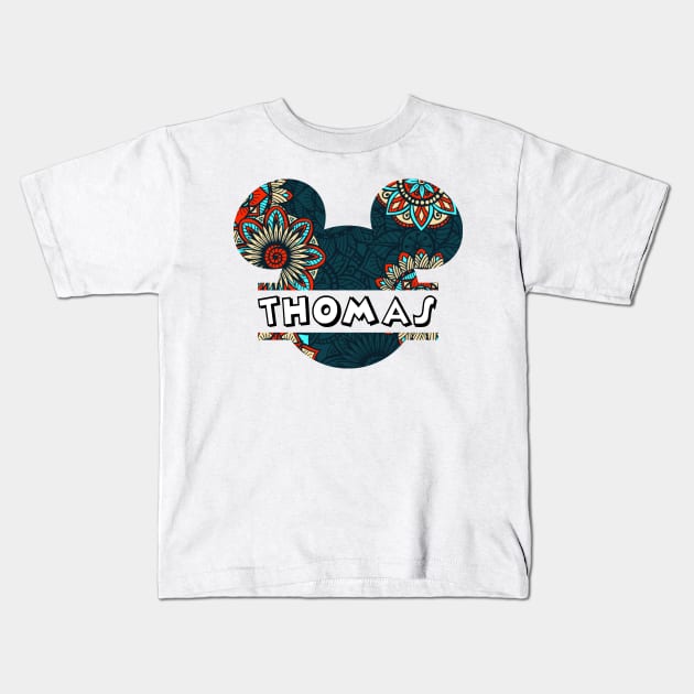 Thomas Name With Seamless Pattern Kids T-Shirt by Maddalena's